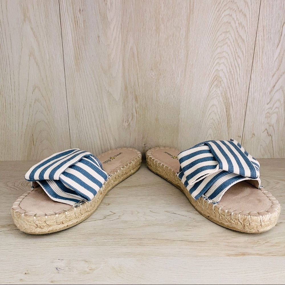 🩷 Seven Dials Wagner Espadrille Wedge Sandals - Blue Stripes Size 6